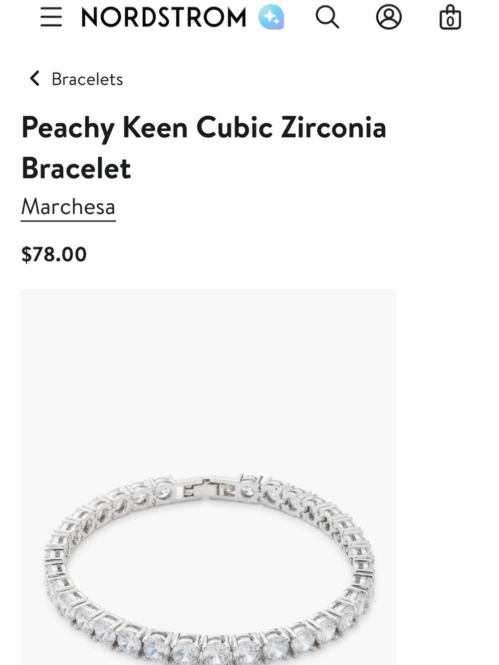 Marchesa Gold two tone Crystal Tennis Bracelet with white diamonds